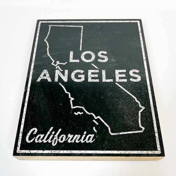 John Golden Map of Los Angeles, California Dated 2/5/15 on Wood Black and Grey - Picture 9 of 9